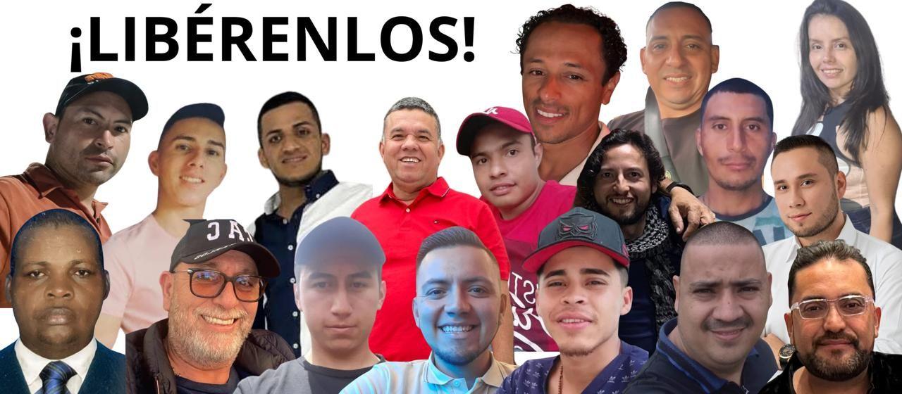 Imagen de 18 de los colombianos detenidos en Venezuela suministrada por Viky Latorre, que hace de vocera por la campaña de liberación de los familiares.